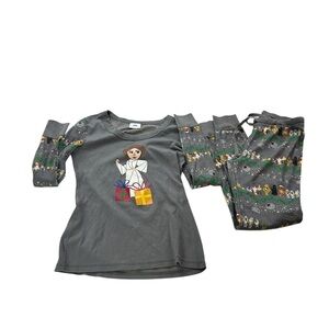 Hanna Andersson Star Wars Leia Christmas PJ Set Adult Grey Top Bottom Pajamas S